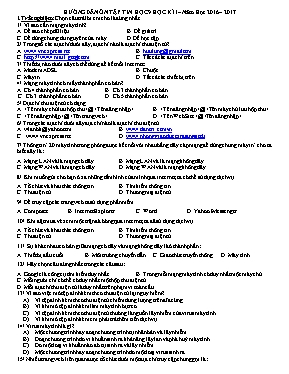 Đề cương ôn tập học kì I môn Tin học lớp 9 - Năm học 2016-2017